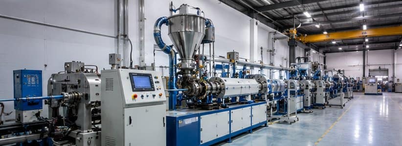 Cable extrusion line at Sai Extrumech factory in India